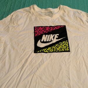 Men Nike Graphic T-Shirt in White with Neon Accents